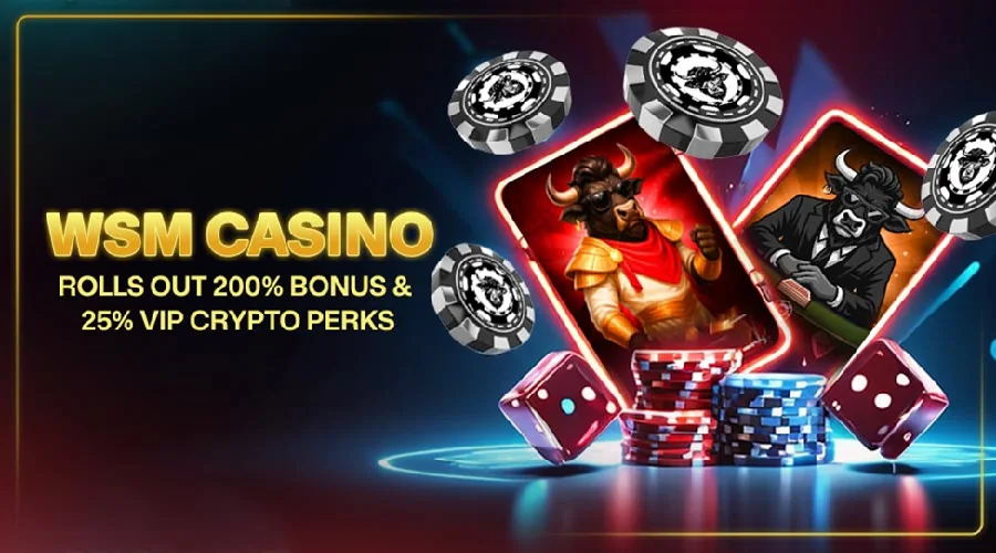 WSM Casino 200% Bonus and 25% VIP Cashback Crypto Rewards