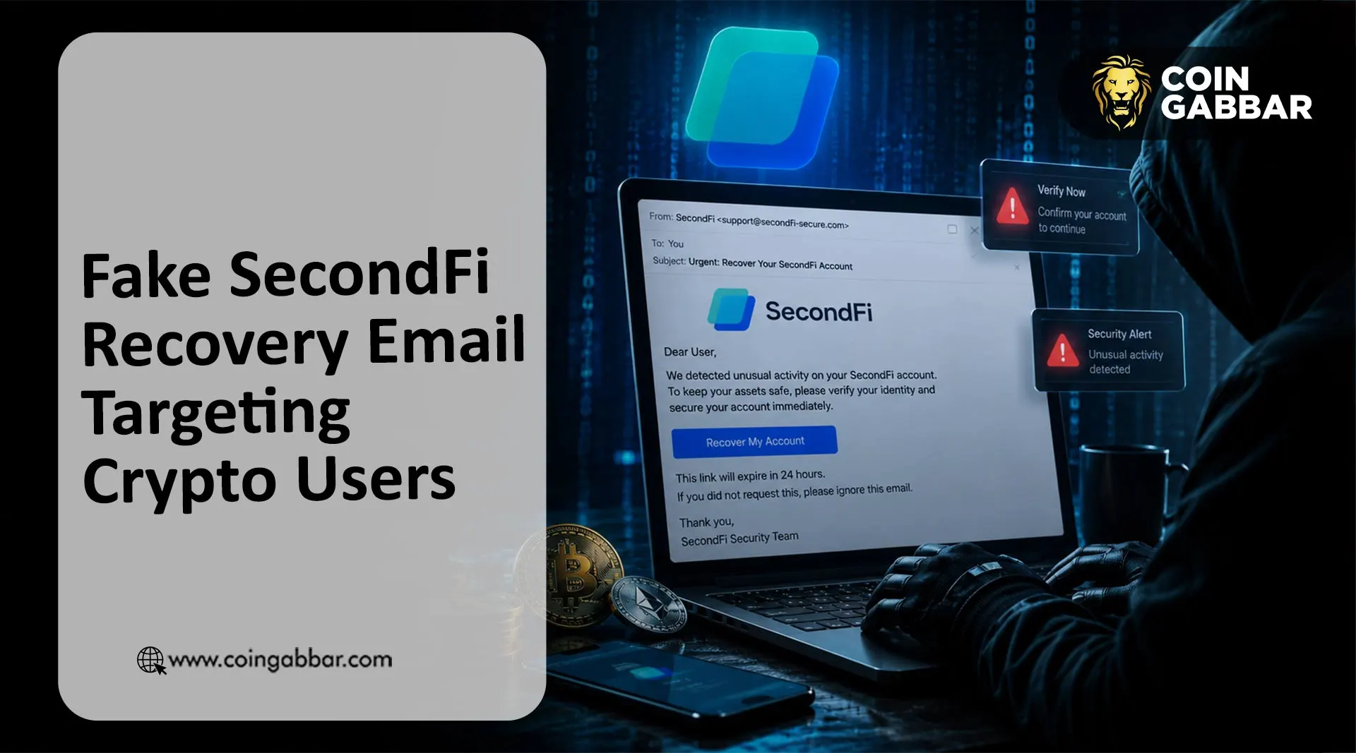SecondFi phishing scam fake recovery email warning