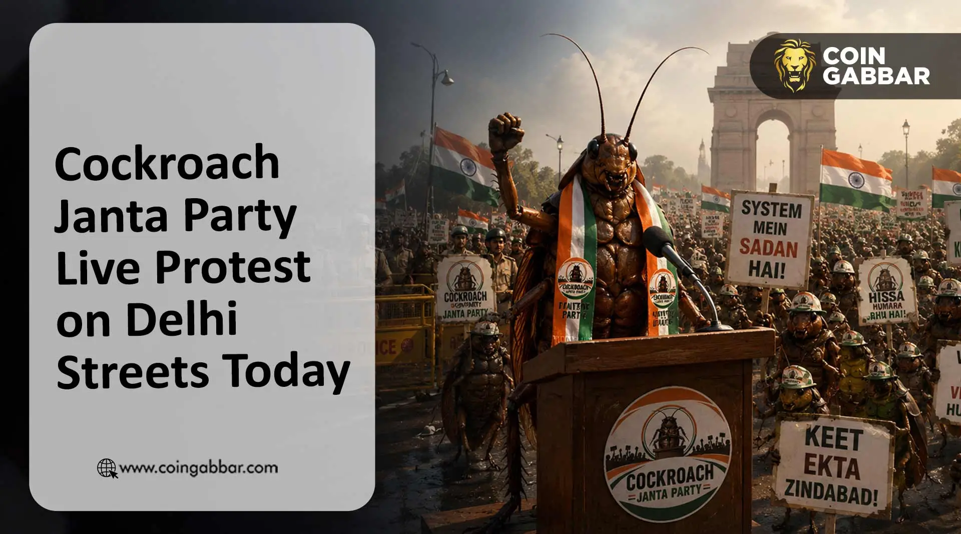 Cockroach Janta Party CJP Live Protest on Delhi Streets Today