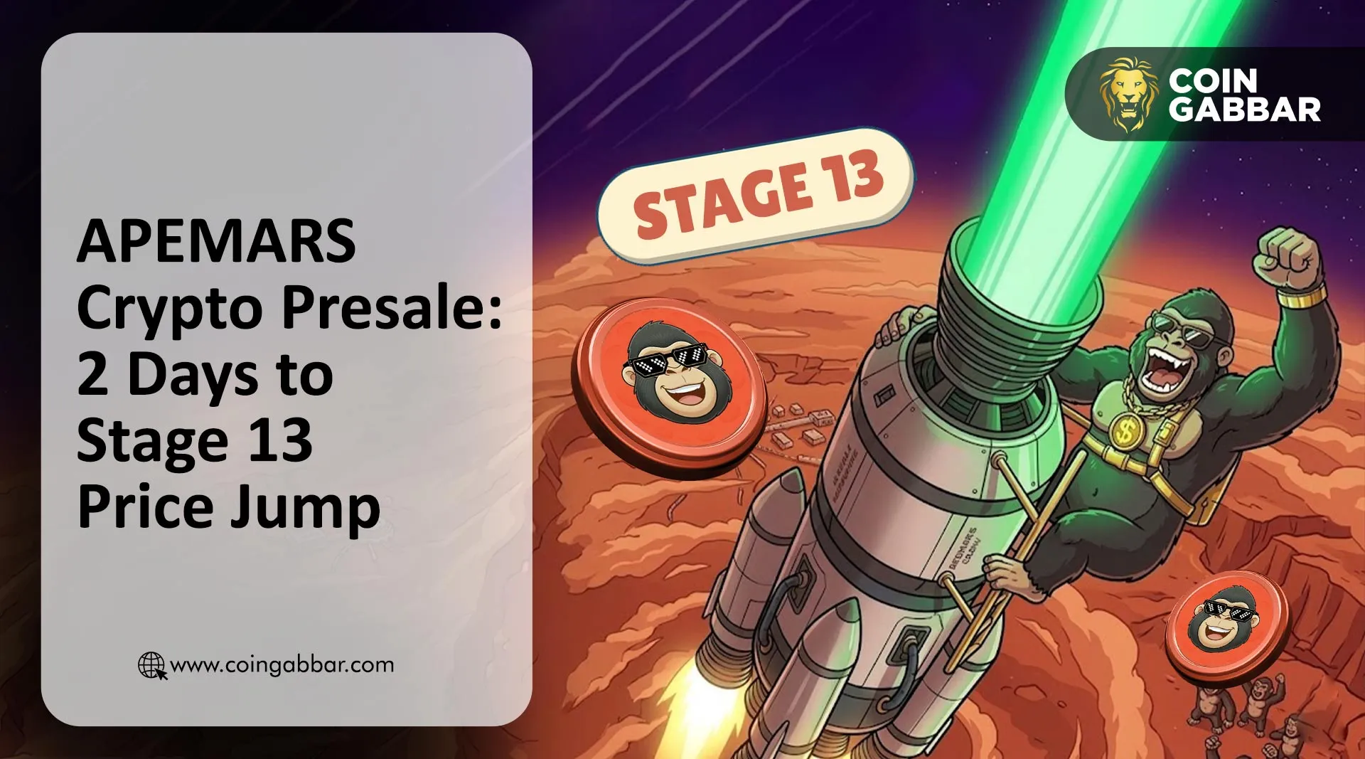Countdown timer showing 2 days left for the APEMARS crypto presale Stage 13