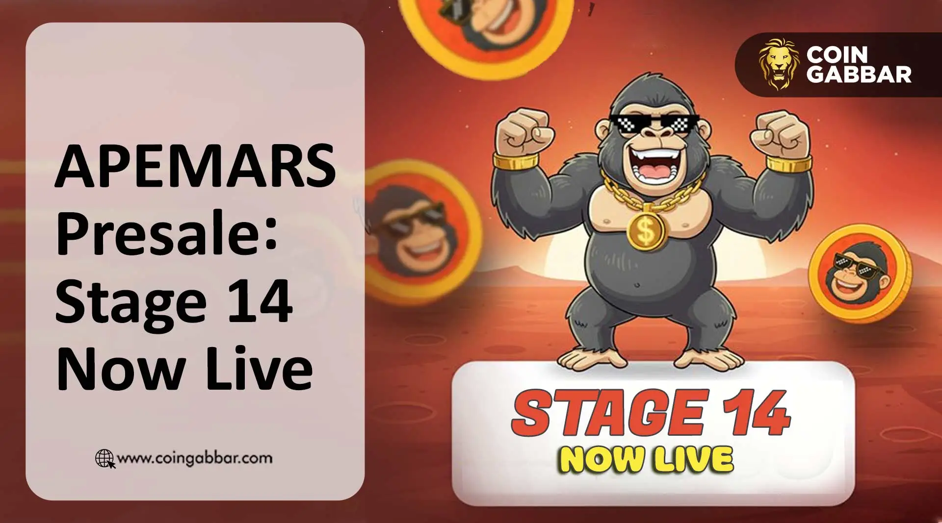 Official dashboard showing the APEMARS presale stage 14