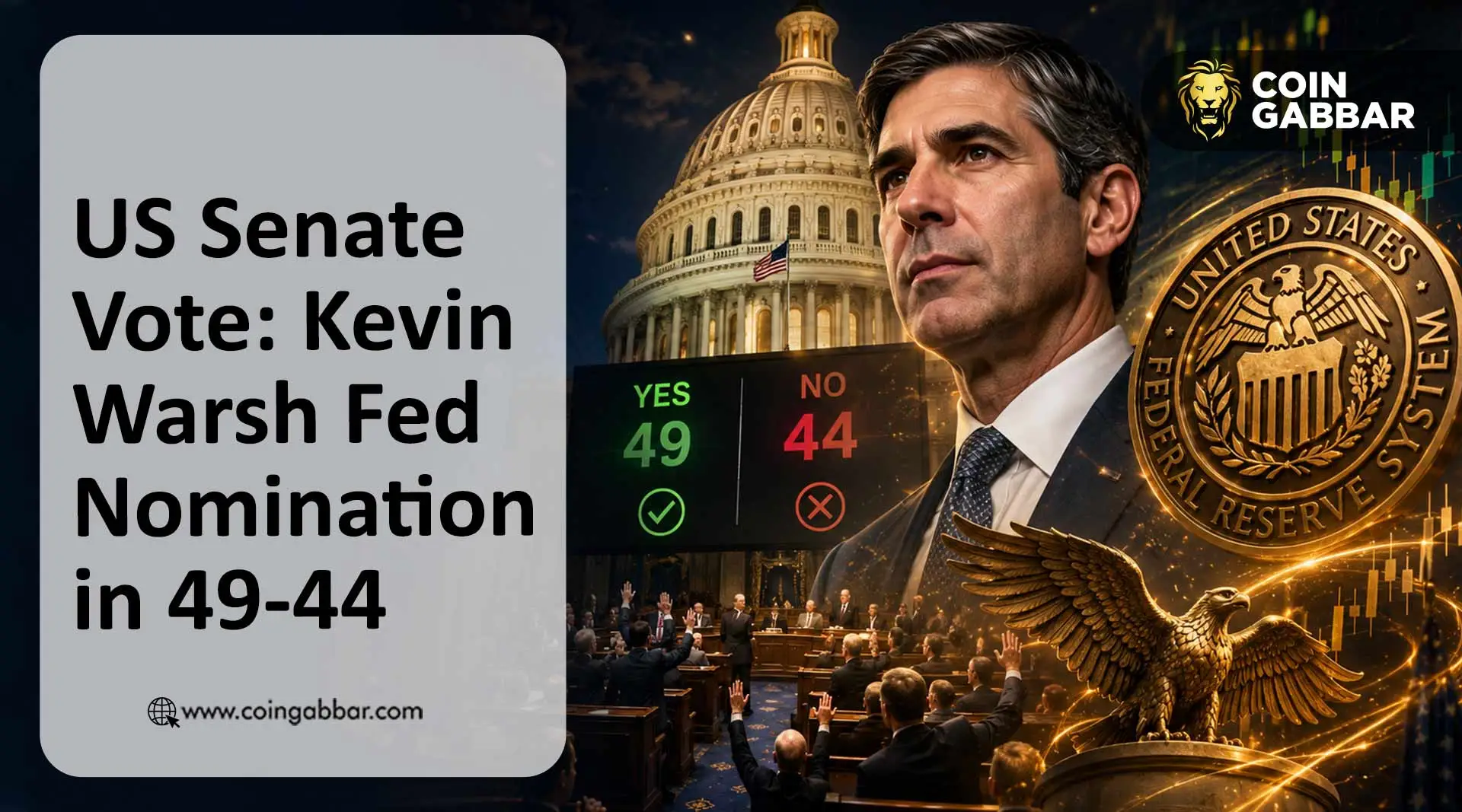 US Senate Vote: Kevin Warsh Fed Nomination in 49-44