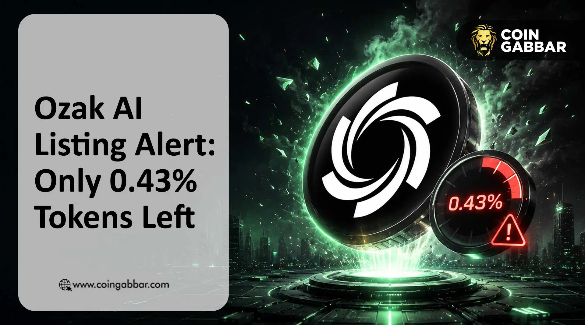 Ozak AI listing dashboard showing 99.57% presale sold