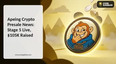 Apeing crypto presale news dashboard showing Stage 5 price and total raised