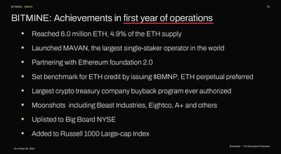 Bitmine Immersion Technologies (BMNR) Announces ETH Holdings Reach 6.04 Million Tokens, and Total Crypto and Total Cash & Marketable Securities Holdings of $15.1 Billion