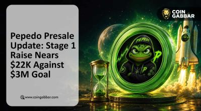 Pepedo Presale Update dashboard showing Stage 1 pricing, funds raised