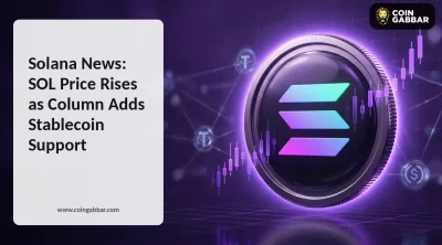 Solana News chart showing SOL price rise and Column stablecoin integration
