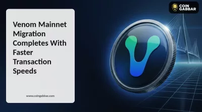 Venom mainnet migration complete graphic with glass hourglass
