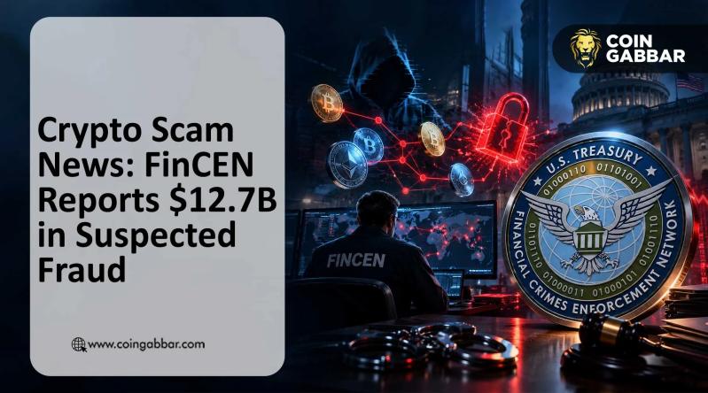 Crypto scam news graphic showing FinCEN alert on $12.7 billion in scam losses