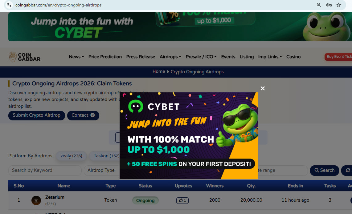 Airdrop Takeover Banner