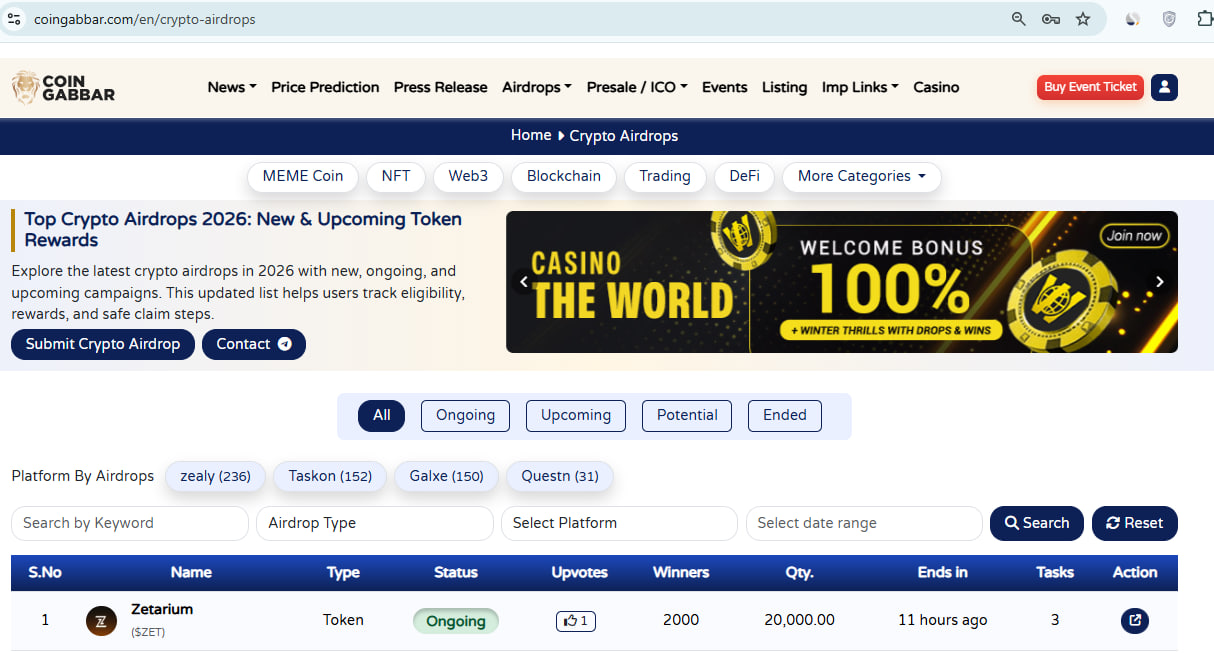 Half Banner on Airdrop Page