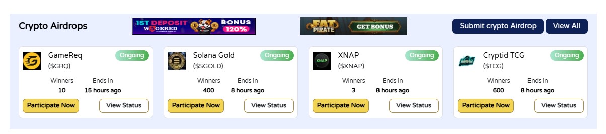 Premium Listing on Home & Airdrop page