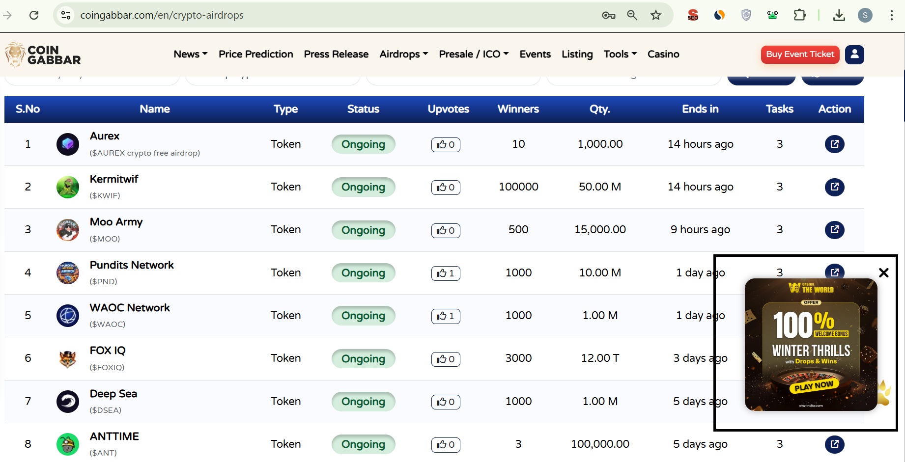 Airdrop Sticky Banner