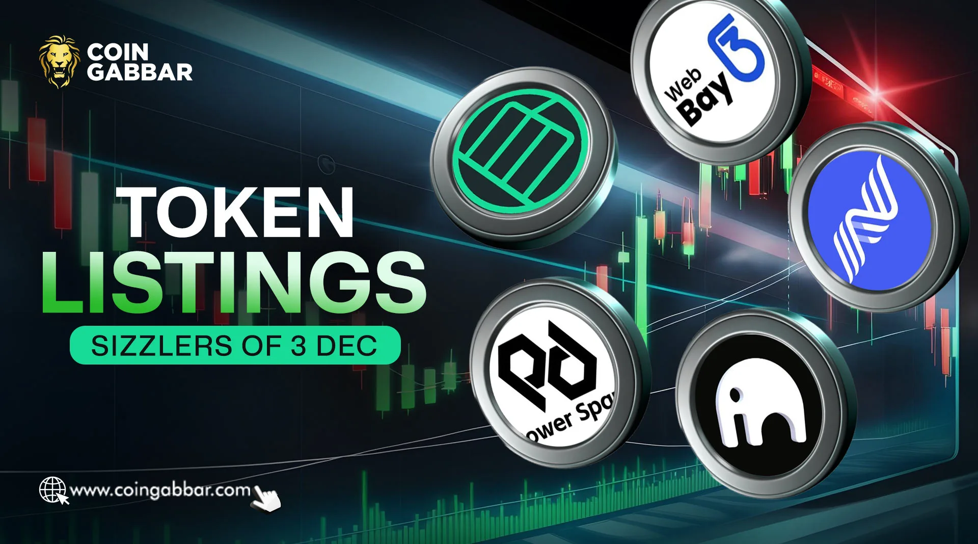 What are top 5 crypto token listing on December 3?
